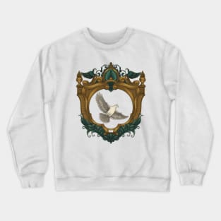 Dove in antique gold frame. Vintage Engraving drawing style, vector Illustration Crewneck Sweatshirt